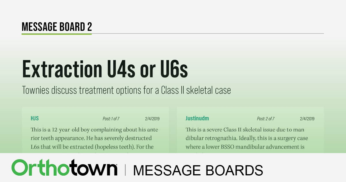 Extraction U4s or U6s Townies discuss treatment options for a Class II skeletal case.