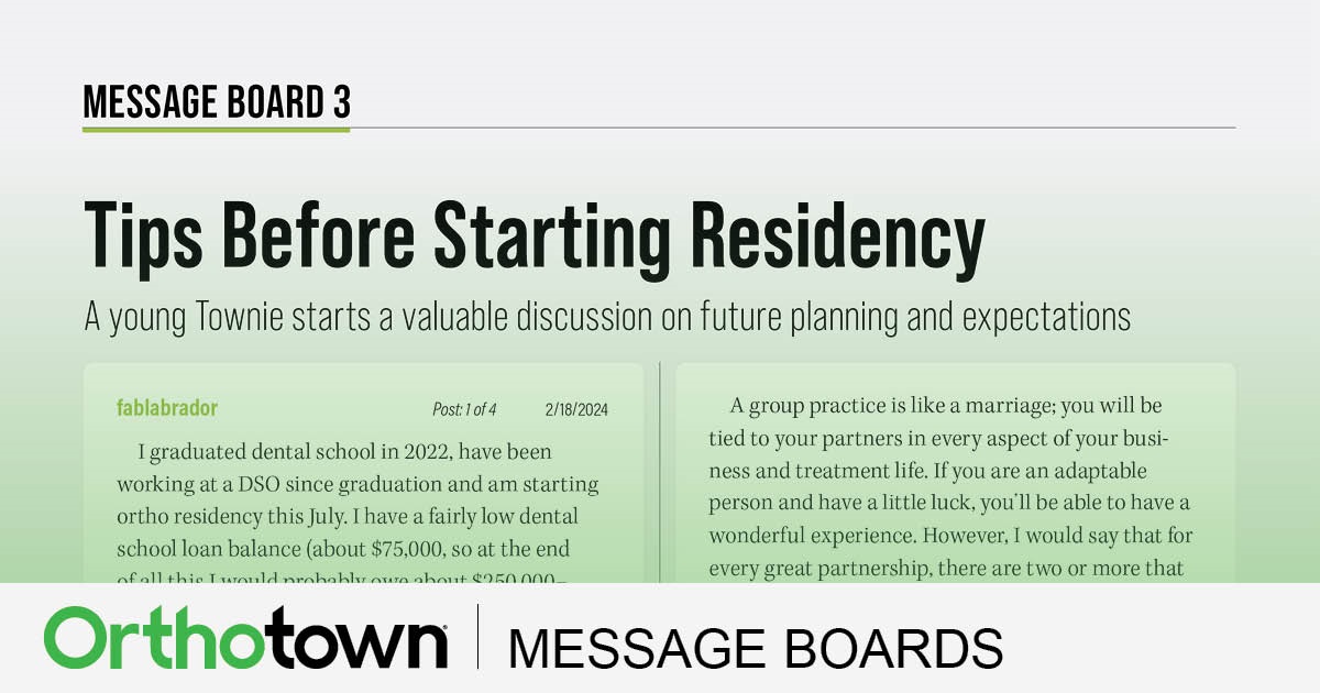Tips Before Starting Residency A young Townie starts a valuable discussion on future planning and expectations