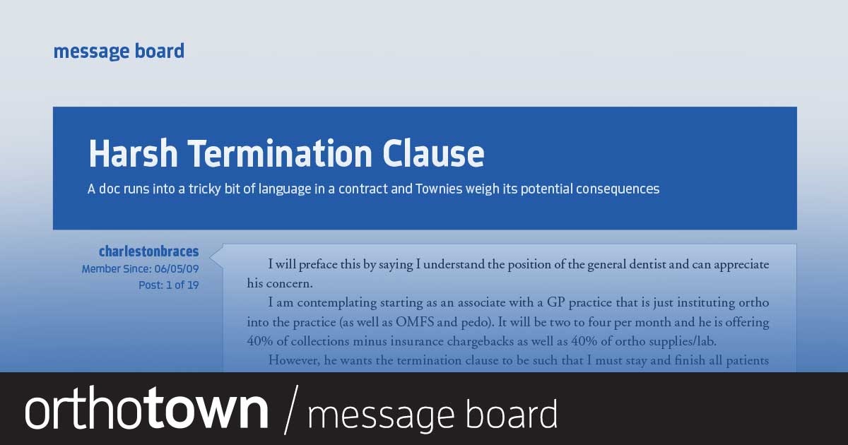 Harsh Termination Clause A doc runs into a tricky bit of language in a contract and Townies weigh its potential consequences.