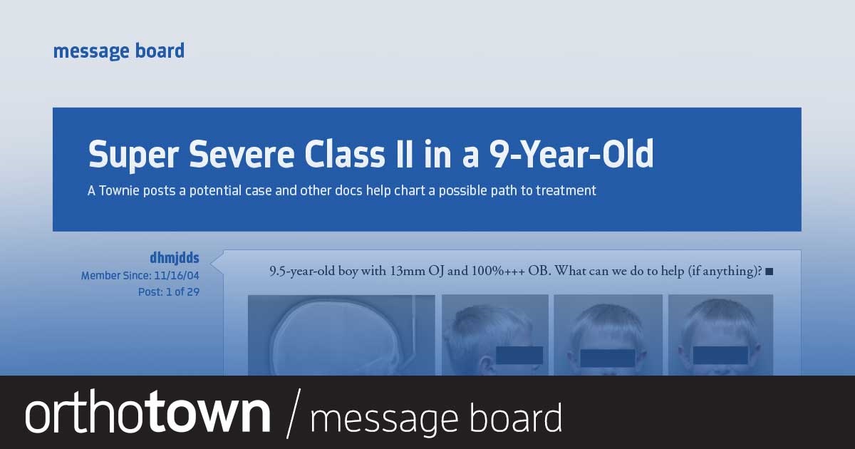 Super Severe Class II in a 9-Year-Old A Townie posts a potential case and other docs help chart a possible path to treatment.