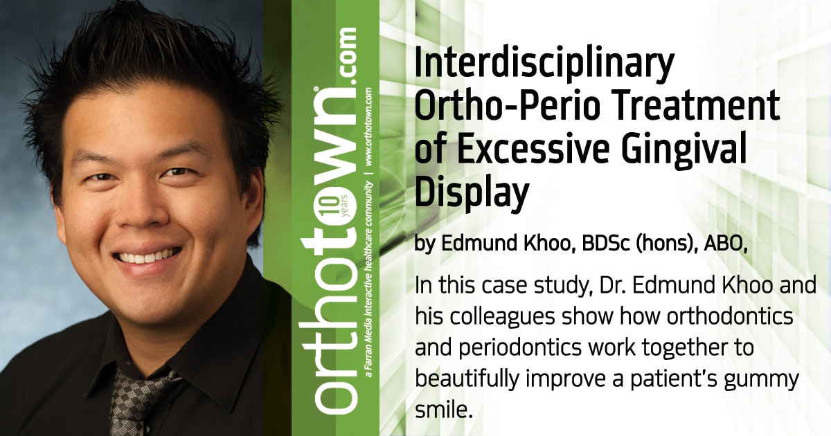 Interdisciplinary Ortho-Perio Treatment of Excessive Gingival Display In this case study, Dr. Edmund Khoo and his colleagues show how orthodontics and periodontics work together to beautifully improve a patient’s gummy smile.