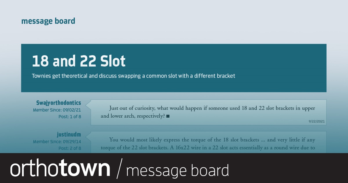 18 and 22 Slot Townies get theoretical and discuss swapping a common slot with a different bracket.